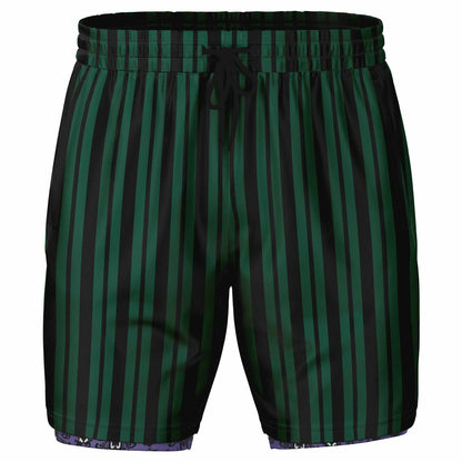 Haunted Green Wallpaper Men's Double Layer Shorts