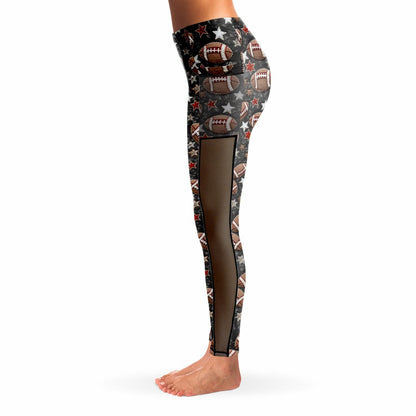 Football Season Mesh Pocket Leggings