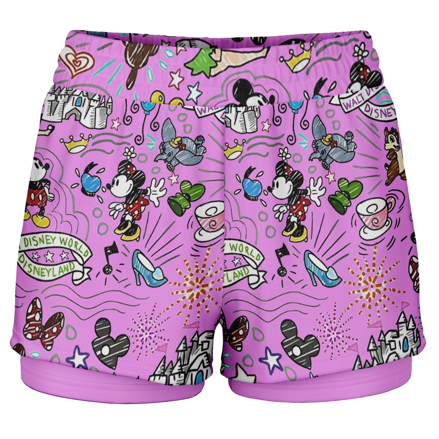 Hand Drawn Double Layer Pocket Shorts