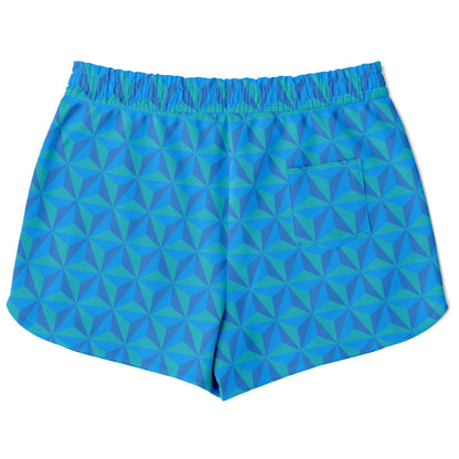 Blue Spaceship Earth Athletic Loose Shorts