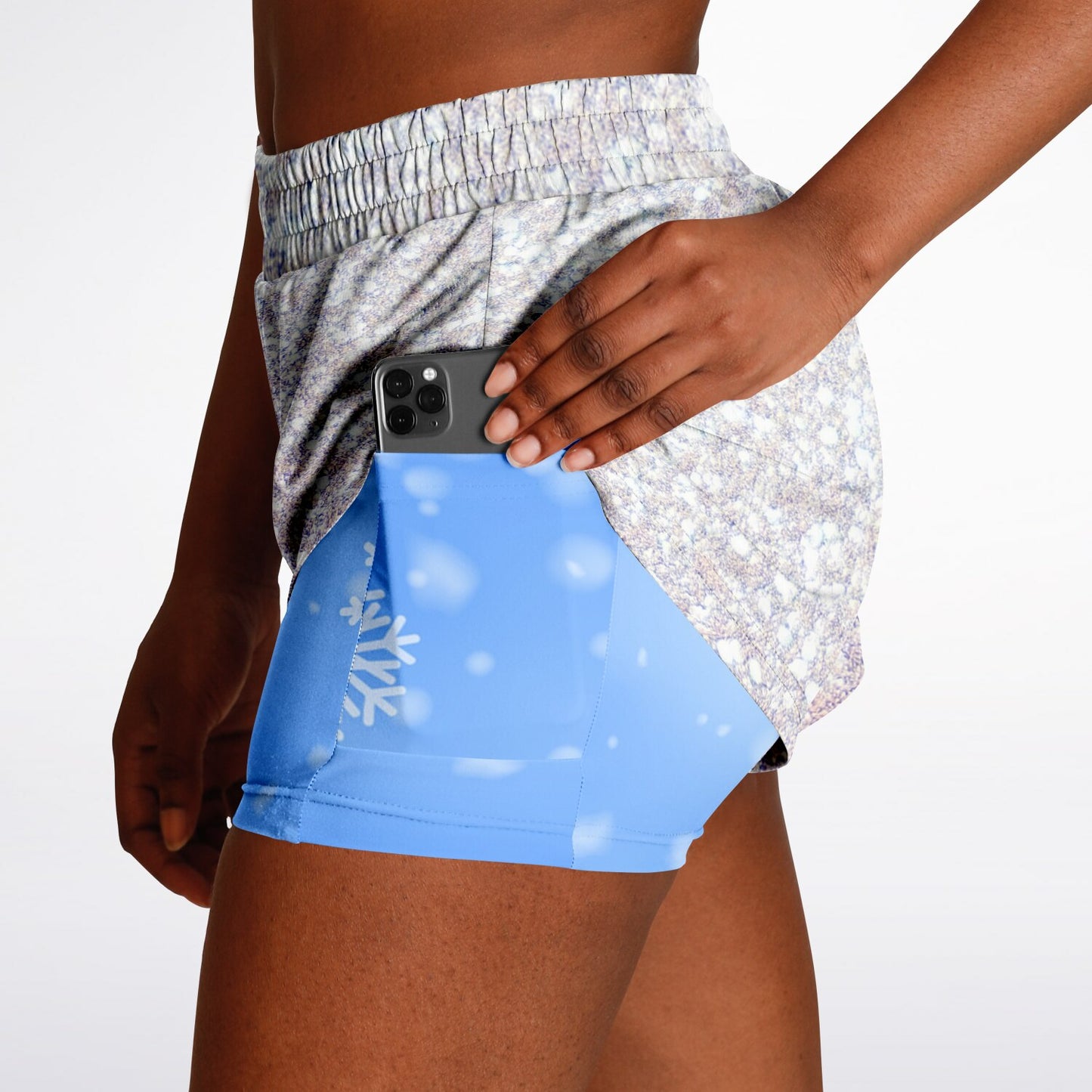 Sparkle Snowflake Double Layer Pocket Shorts