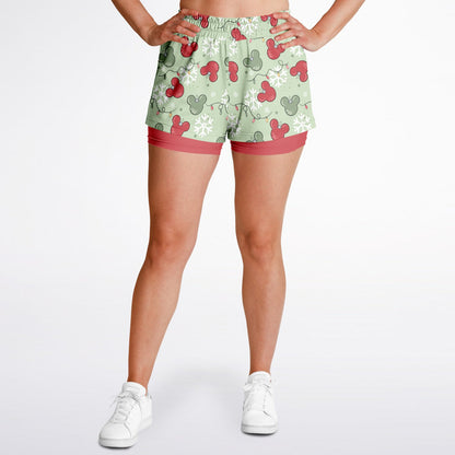 Christmas Lights Double Layer Pocket Shorts