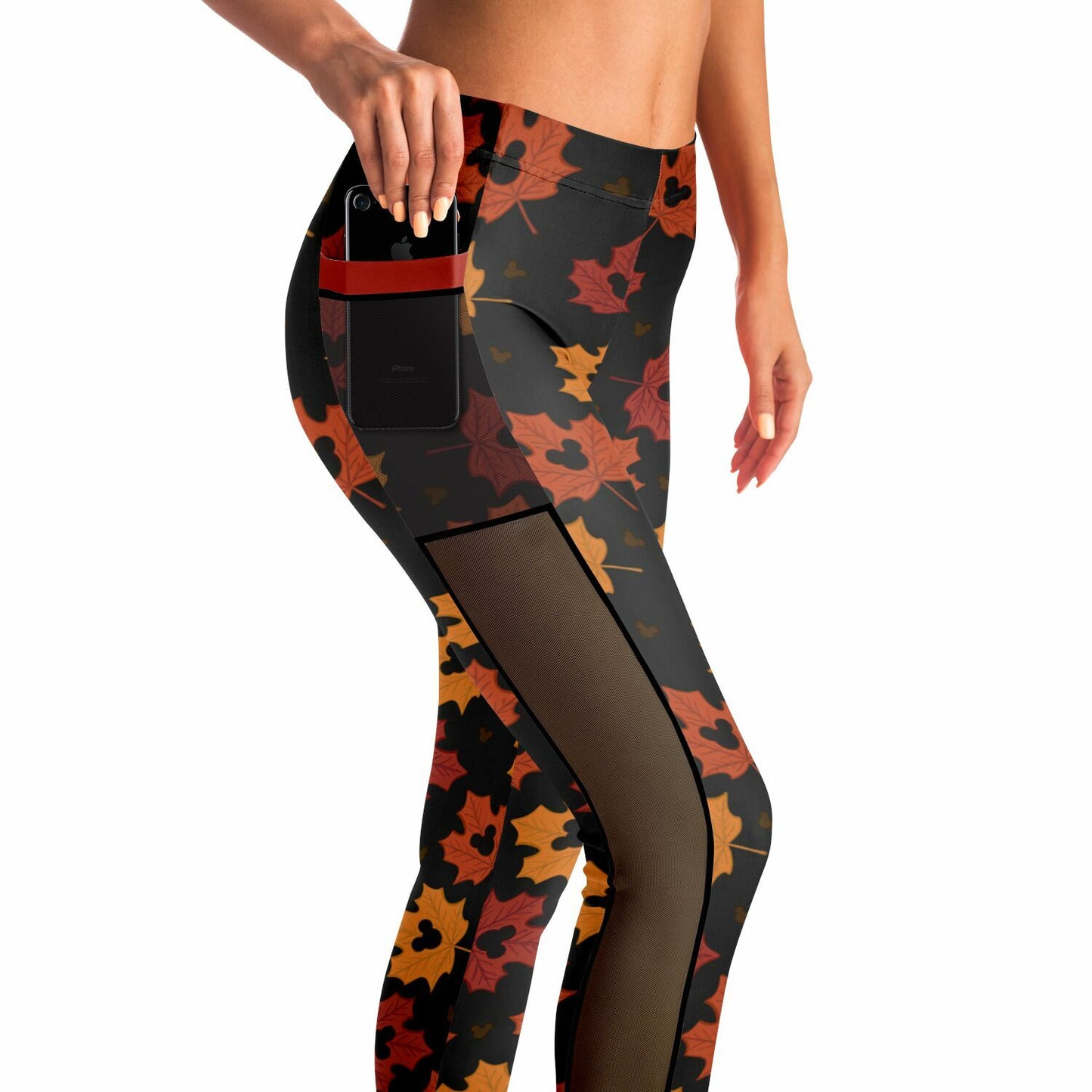 Leaf Collection Mesh Pocket Leggings