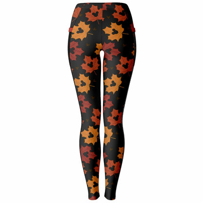 Leaf Collection Mesh Pocket Leggings