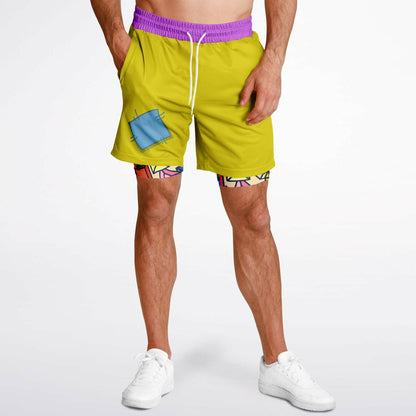 Dopey Men's Double Layer Pocket Shorts