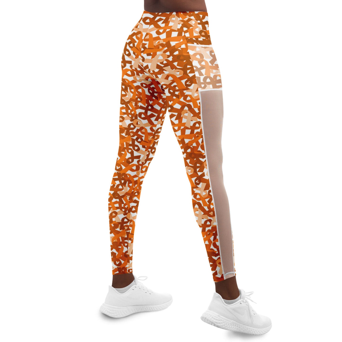 Orange Ribbon Mesh Pocket Legging