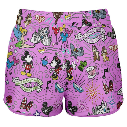 Hand Drawn Double Layer Pocket Shorts