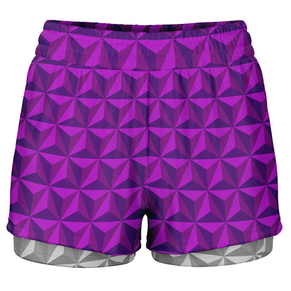 Spaceship Double Layer Shorts - Pink & Grey