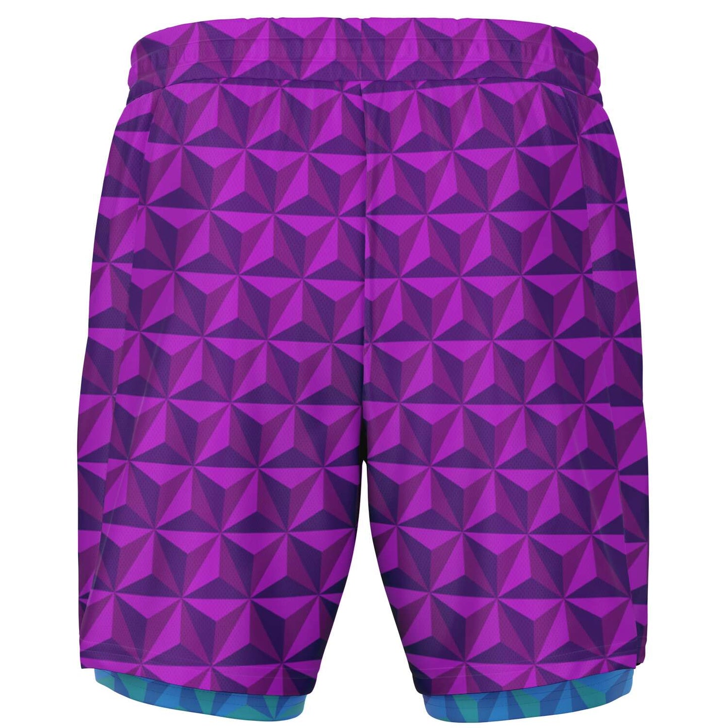 Pink & Blue Spaceship Men's Double Layer Pocket Shorts