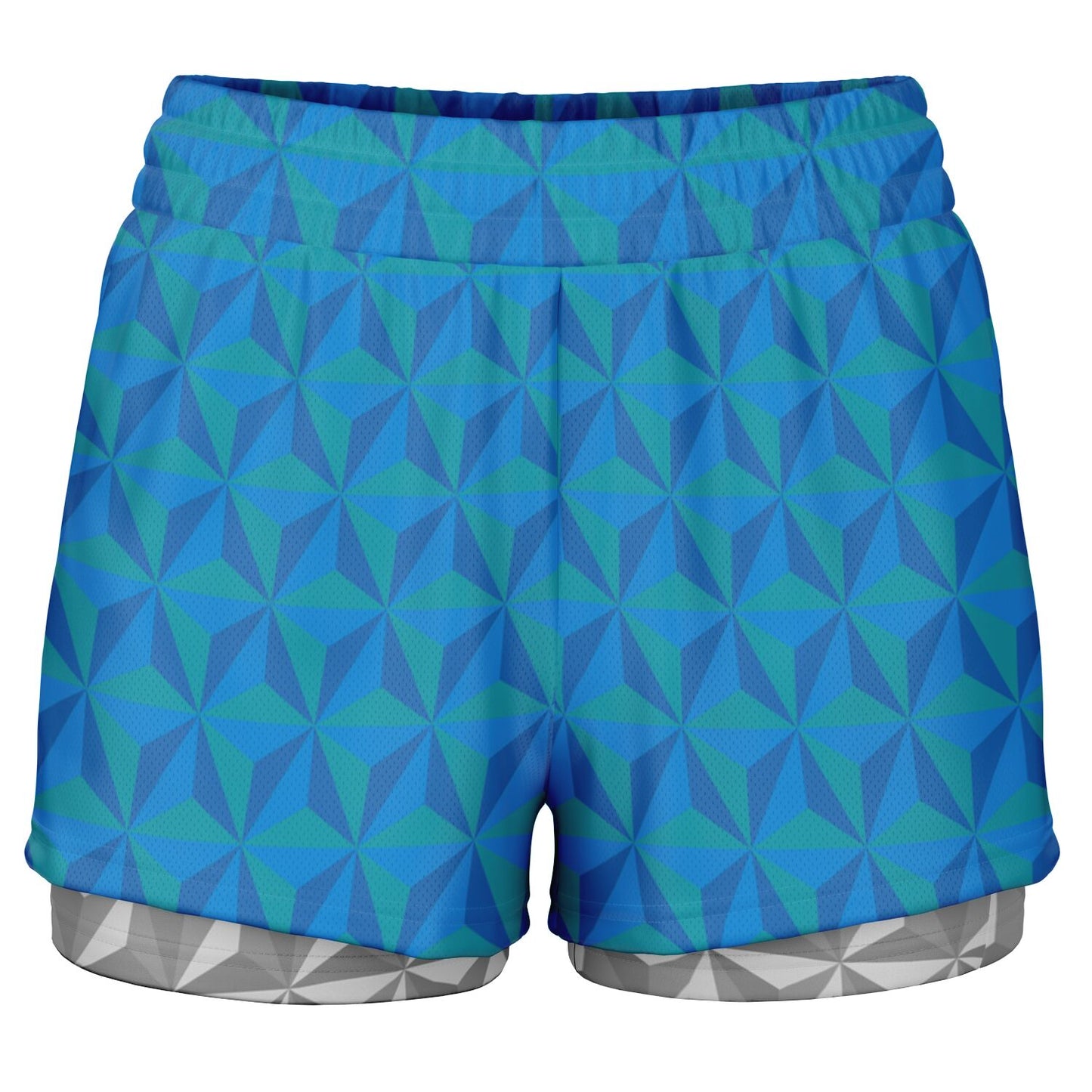 Spaceship Double Layer Pocket Shorts - Blue & Grey