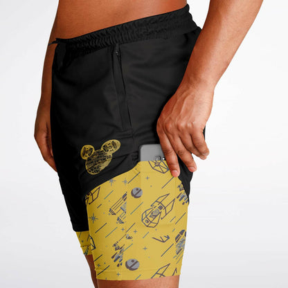 Men's Star Ship Double Layer Pocket Shorts - Gold