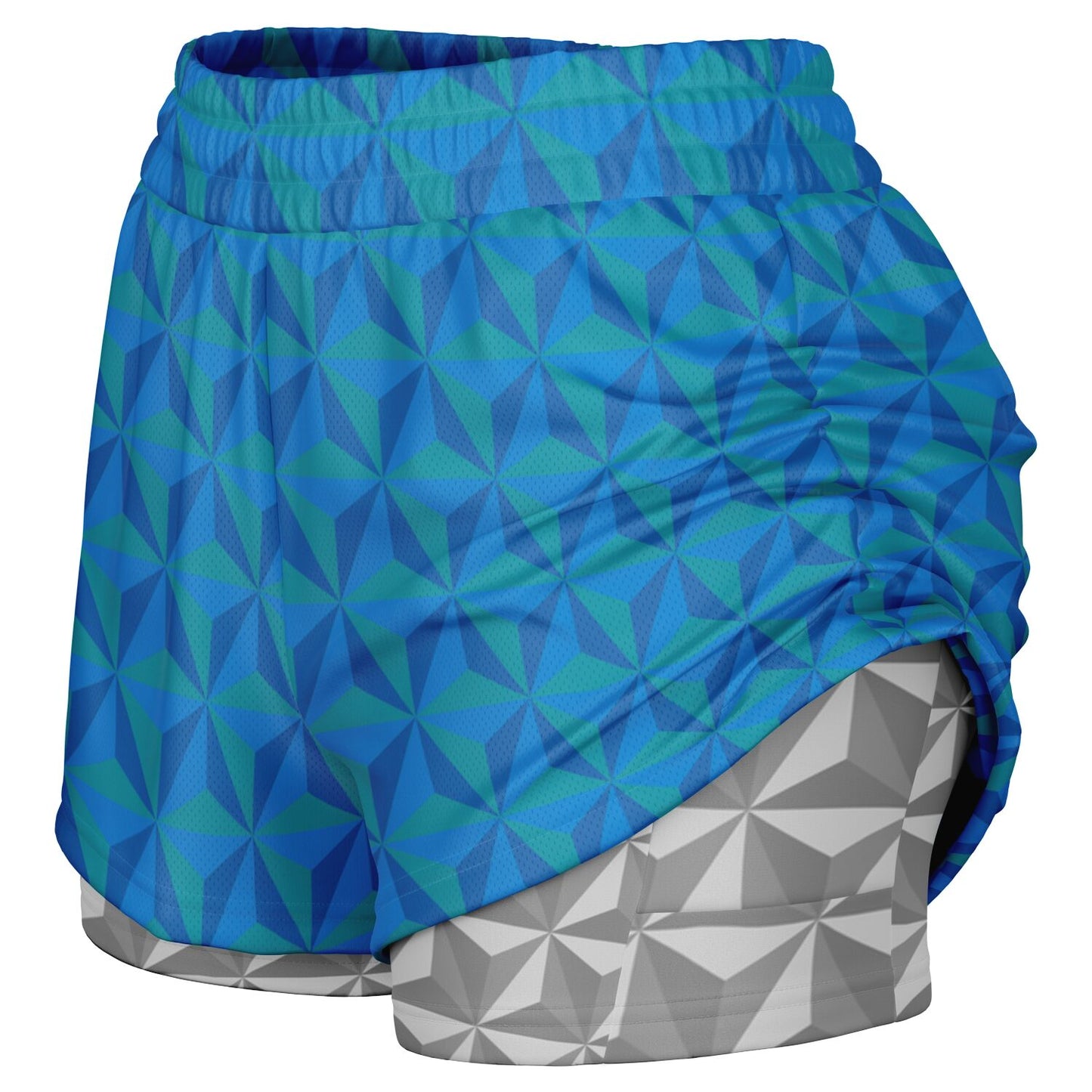 Spaceship Double Layer Pocket Shorts - Blue & Grey