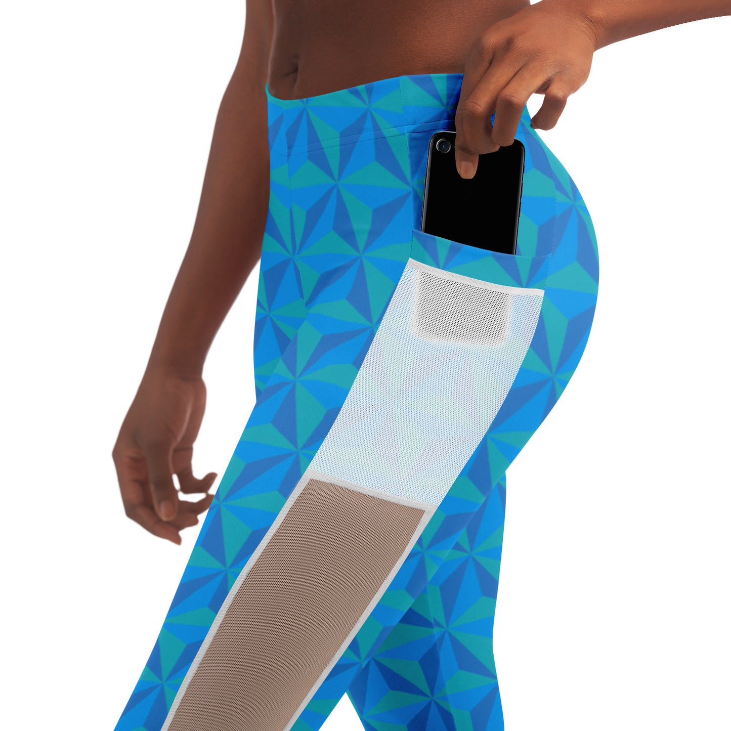 Blue Spaceship Earth Mesh Pocket Legging