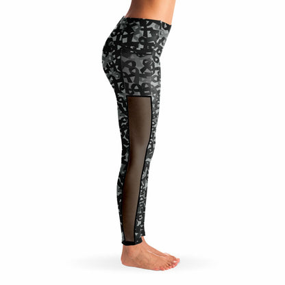 Black Ribbon Mesh Pocket Legging