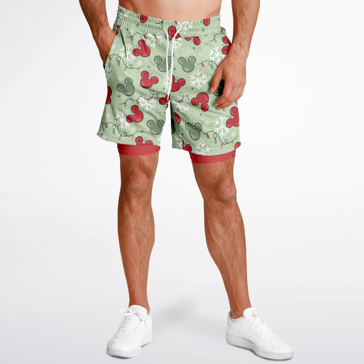 Christmas Lights Men's Double Layer Pocket Shorts