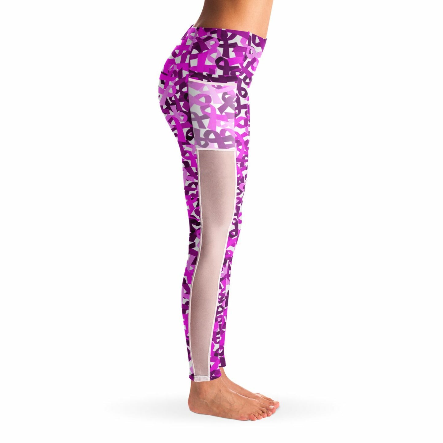 Pink Ribbon Mesh Pocket Legging