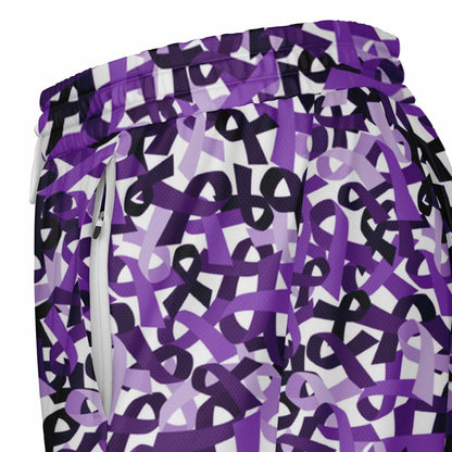 Purple Ribbon Men's Double Layer Athletic Shorts