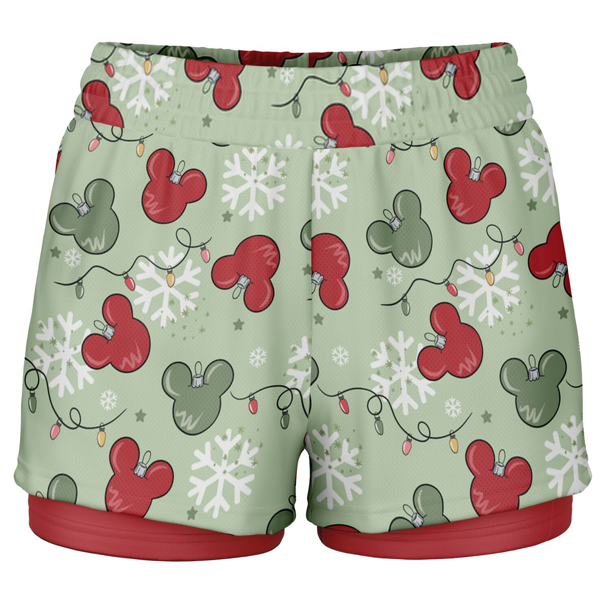 Christmas Lights Double Layer Pocket Shorts
