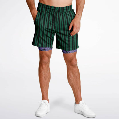 Haunted Green Wallpaper Men's Double Layer Shorts