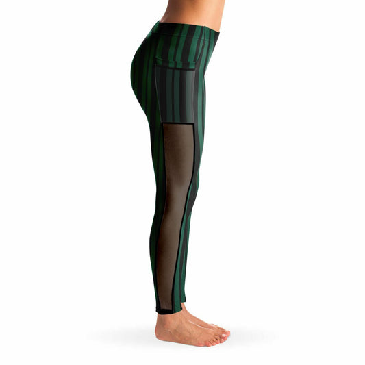 Haunted Green Wallpaper Mesh Pocket Leggings