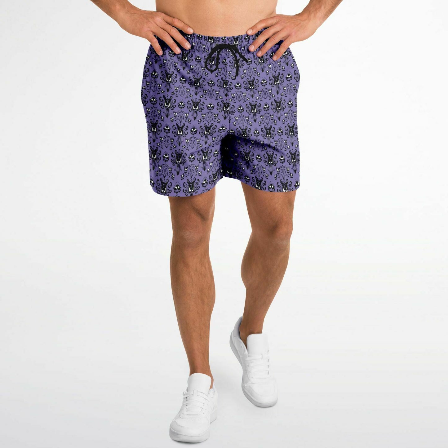 Men's Purple Haunted Mansion Wallpaper Cabana Shorts