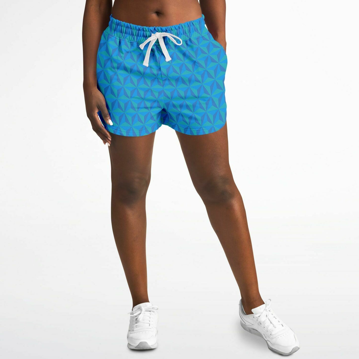 Blue Spaceship Earth Athletic Loose Shorts