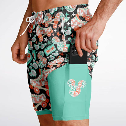 Disco Collection Dark Men's Double Layer Pocket Shorts