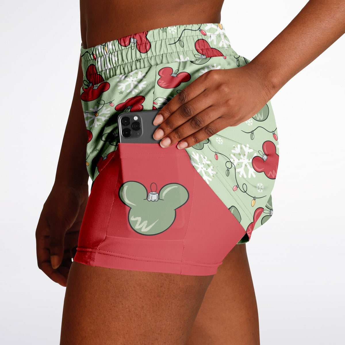 Christmas Lights Double Layer Pocket Shorts