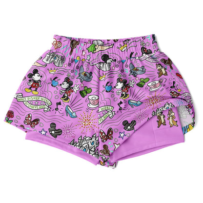 Hand Drawn Double Layer Pocket Shorts