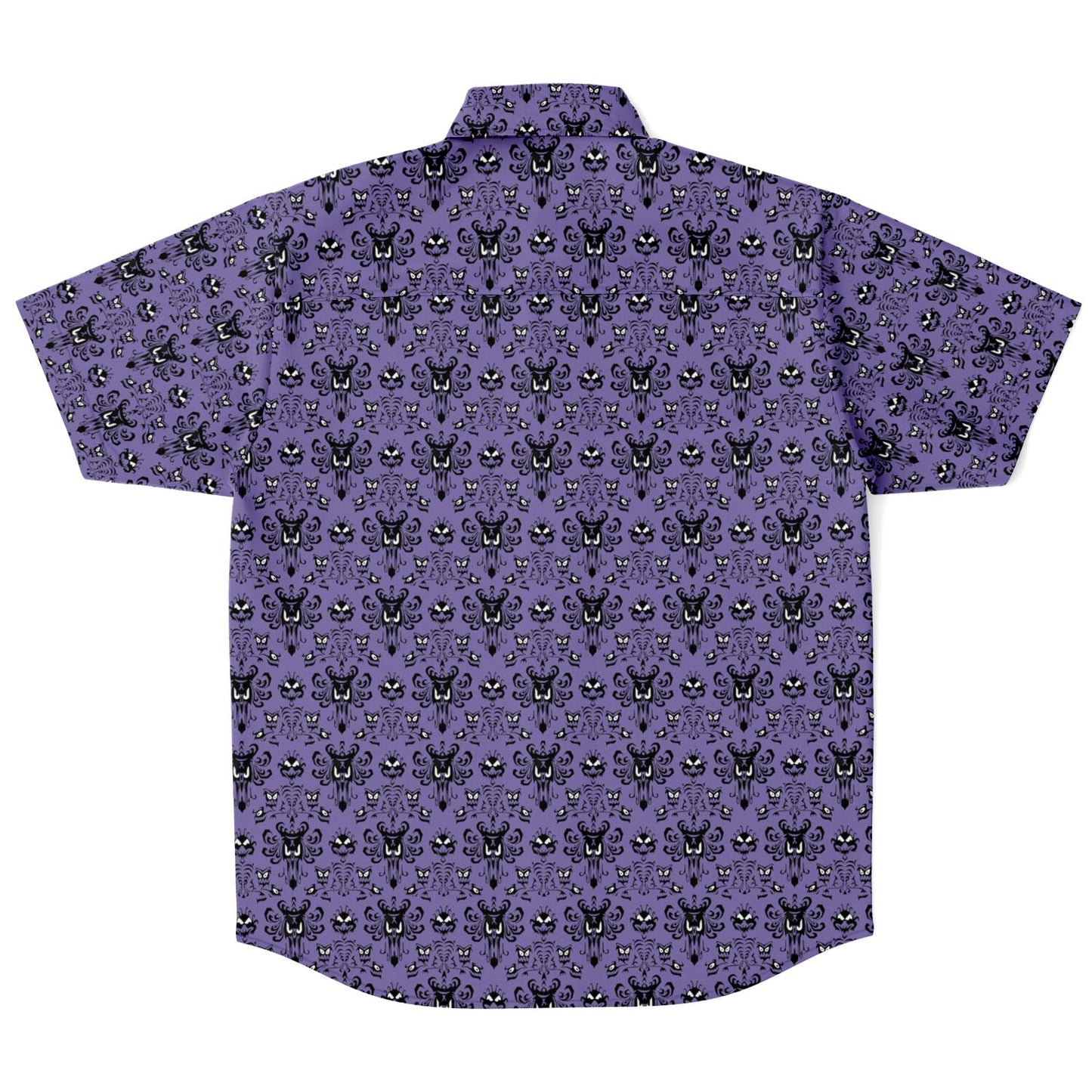 Men's Purple Haunted Wallpaper Short Sleeve Button Down