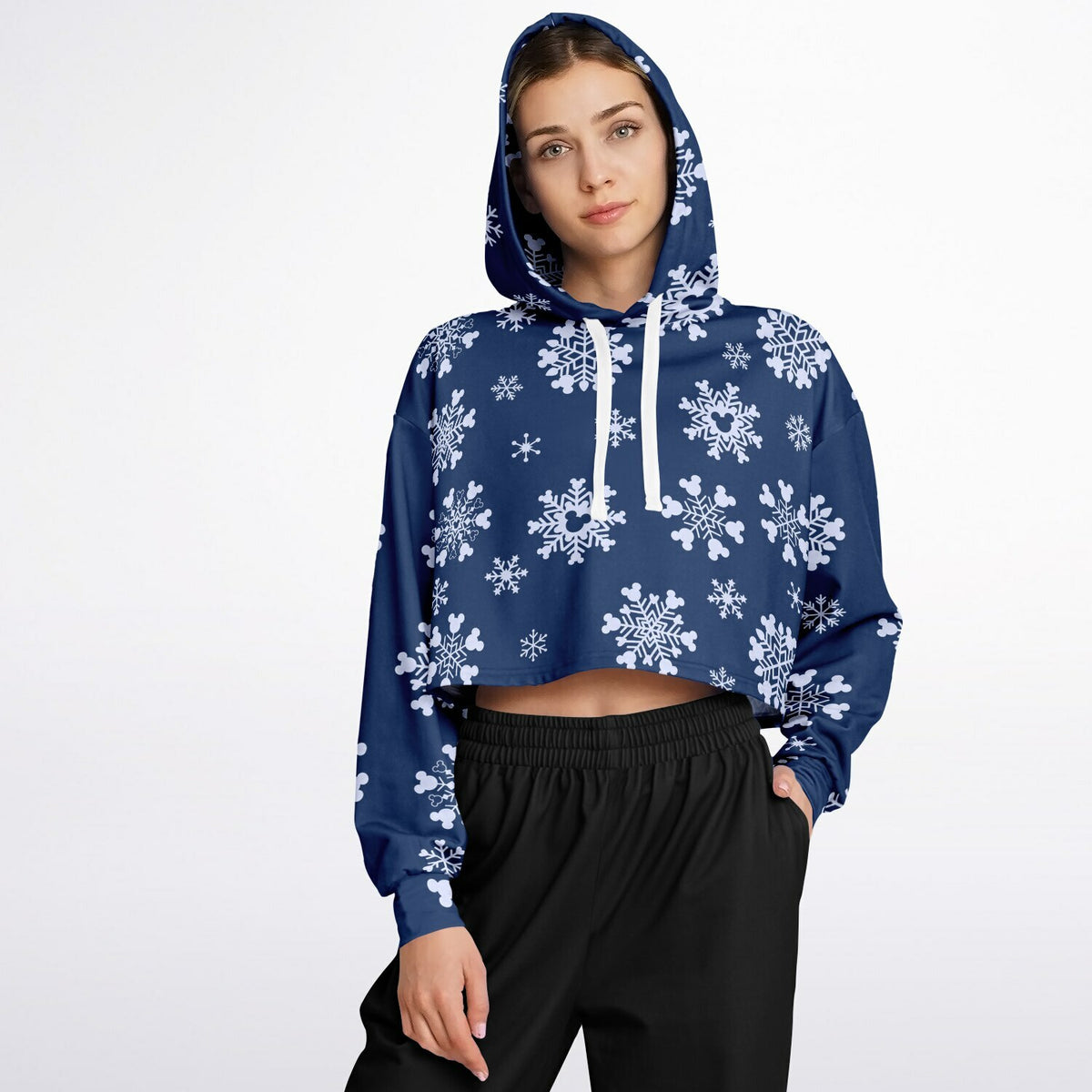 Snowflakes Cropped Hoodie