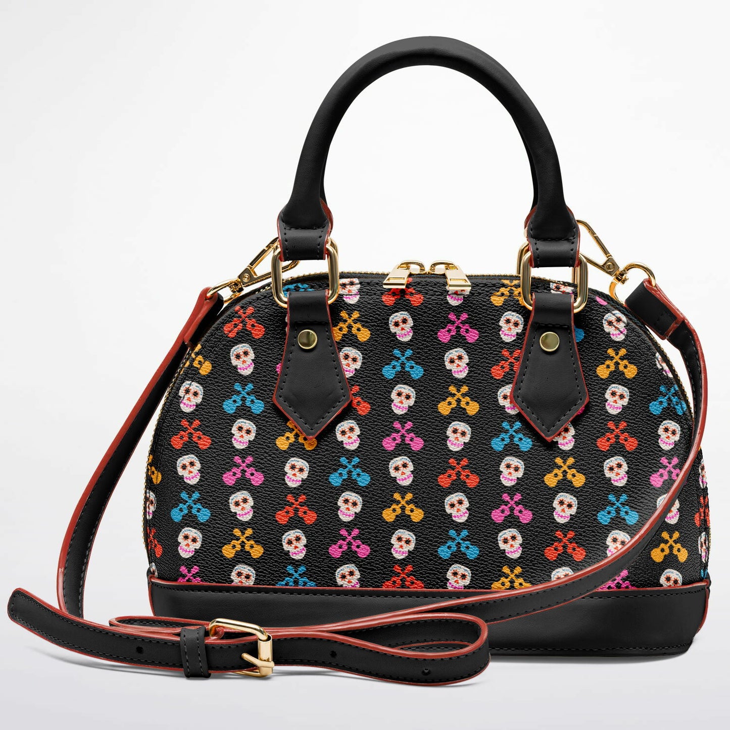 Skulls & Guitars Dome Satchel Handbag
