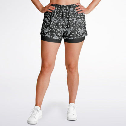 Black Ribbon Double Layer Pocket Shorts