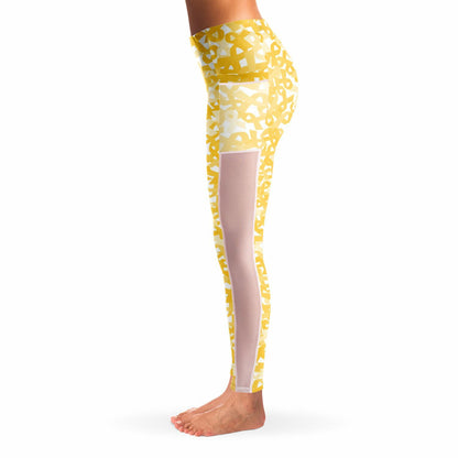 Gold Ribbon Mesh Pocket Legging