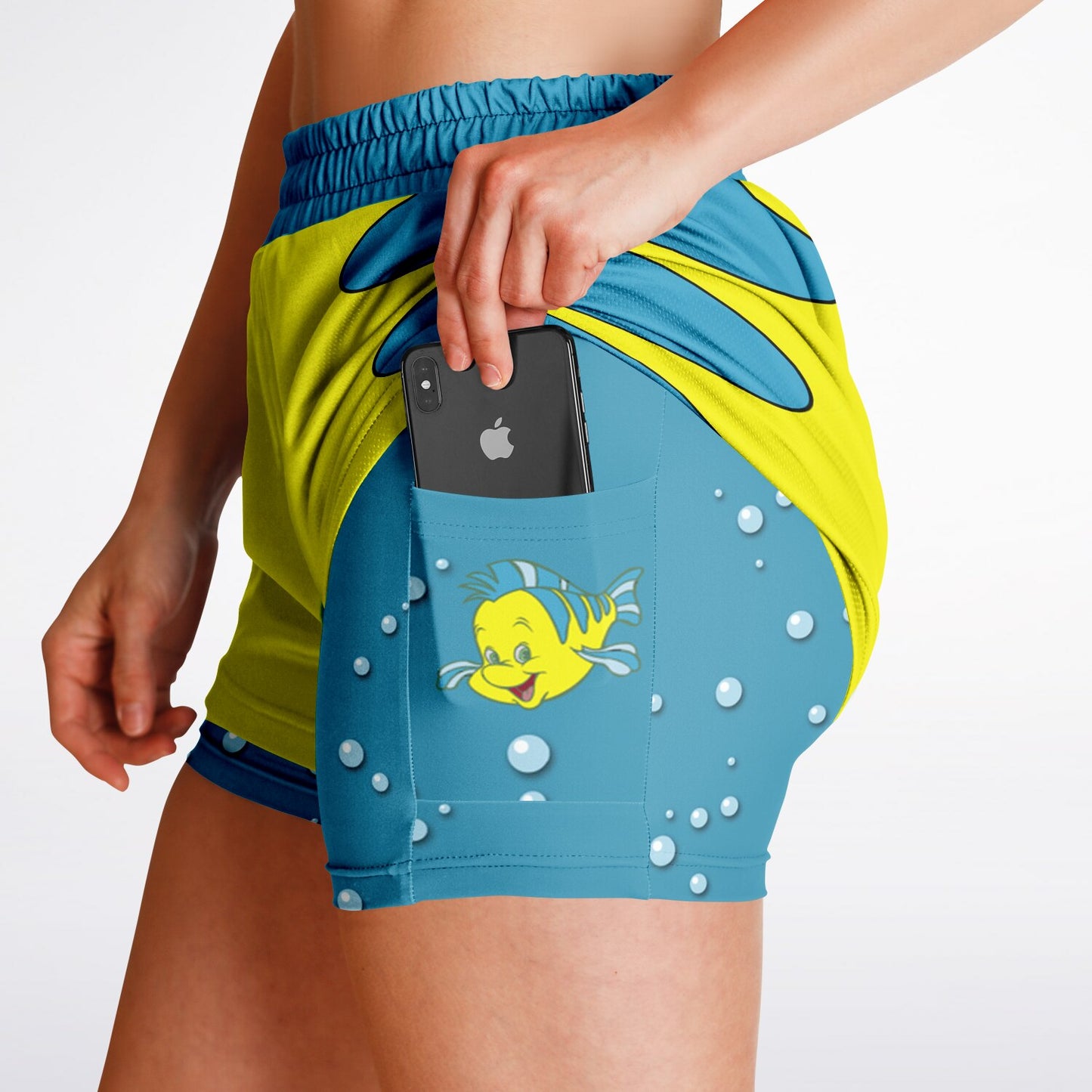 Tropical Fish Friend Double Layer Shorts with Pockets