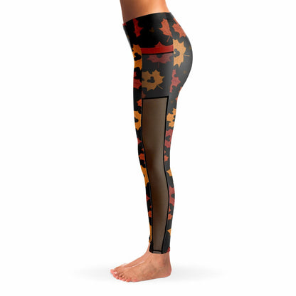Leaf Collection Mesh Pocket Leggings
