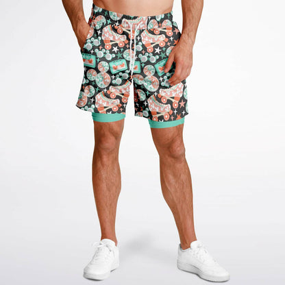 Disco Collection Dark Men's Double Layer Pocket Shorts