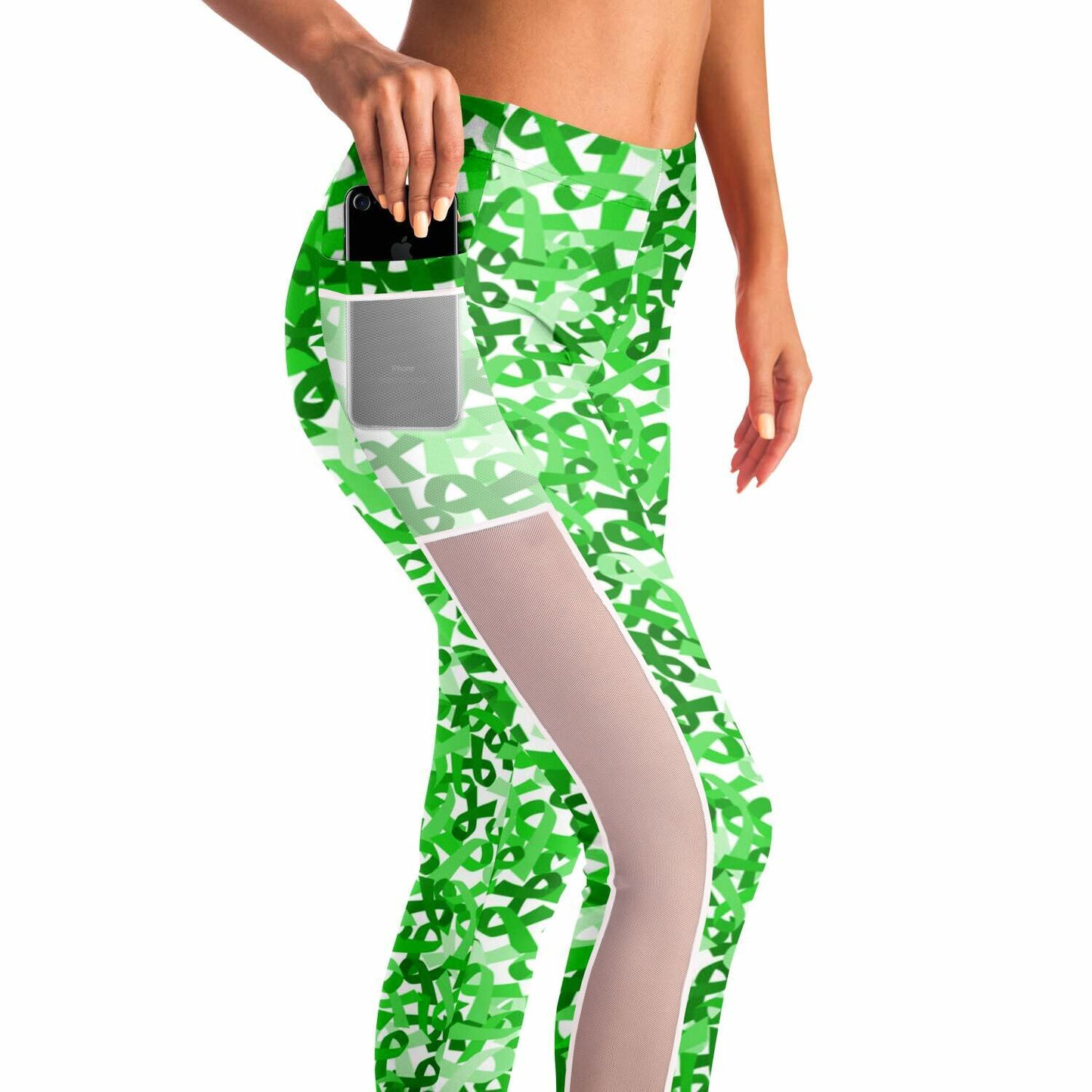 Lime Green Ribbon Mesh Pocket Legging