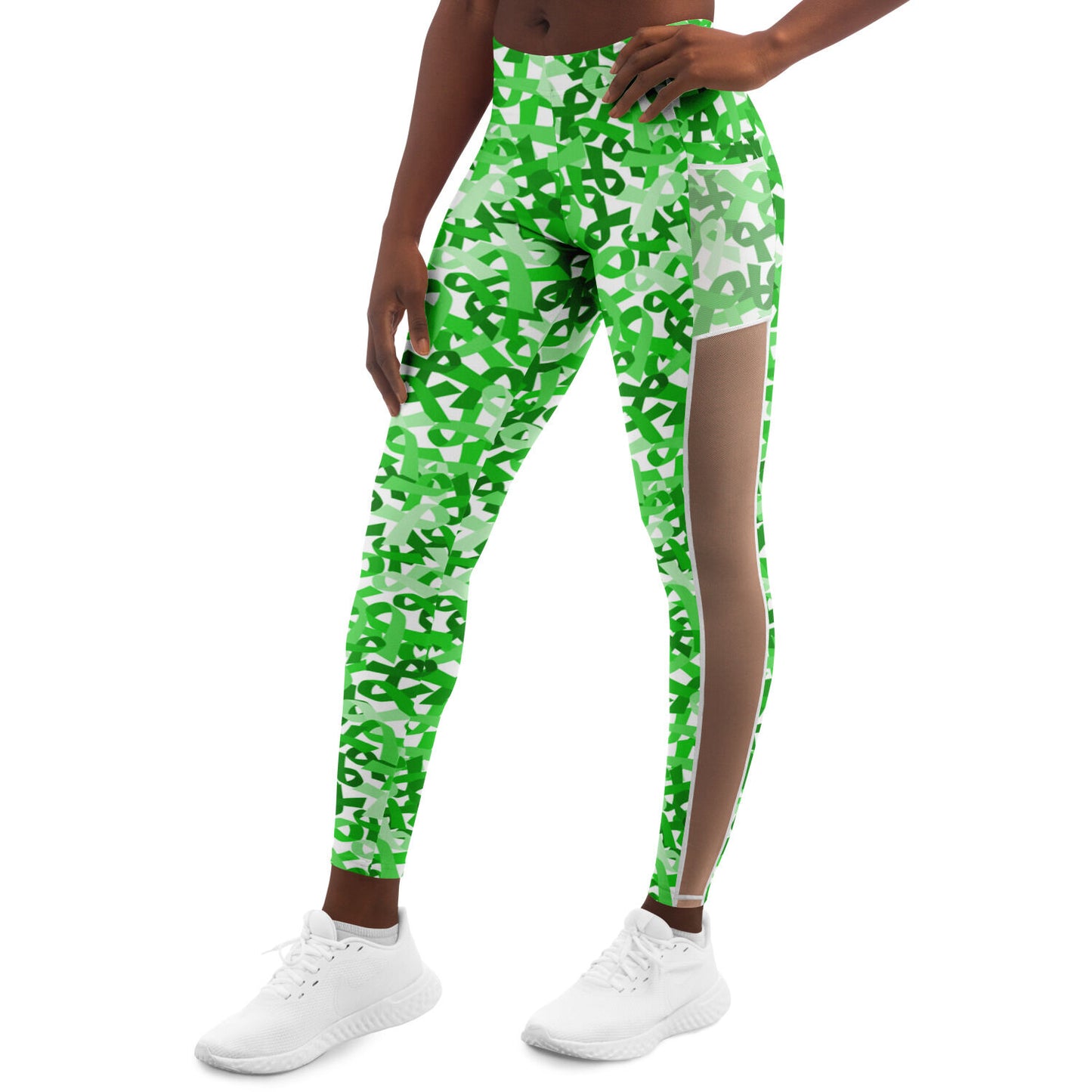 Lime Green Ribbon Mesh Pocket Legging