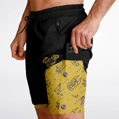 Men's Star Ship Double Layer Pocket Shorts - Gold