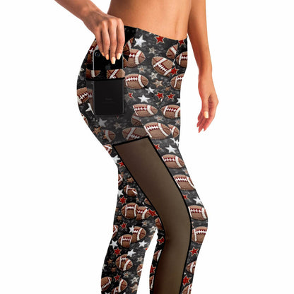 Football Season Mesh Pocket Leggings