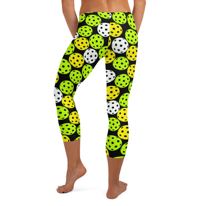 Pickleball Player Capri Leggings - Black