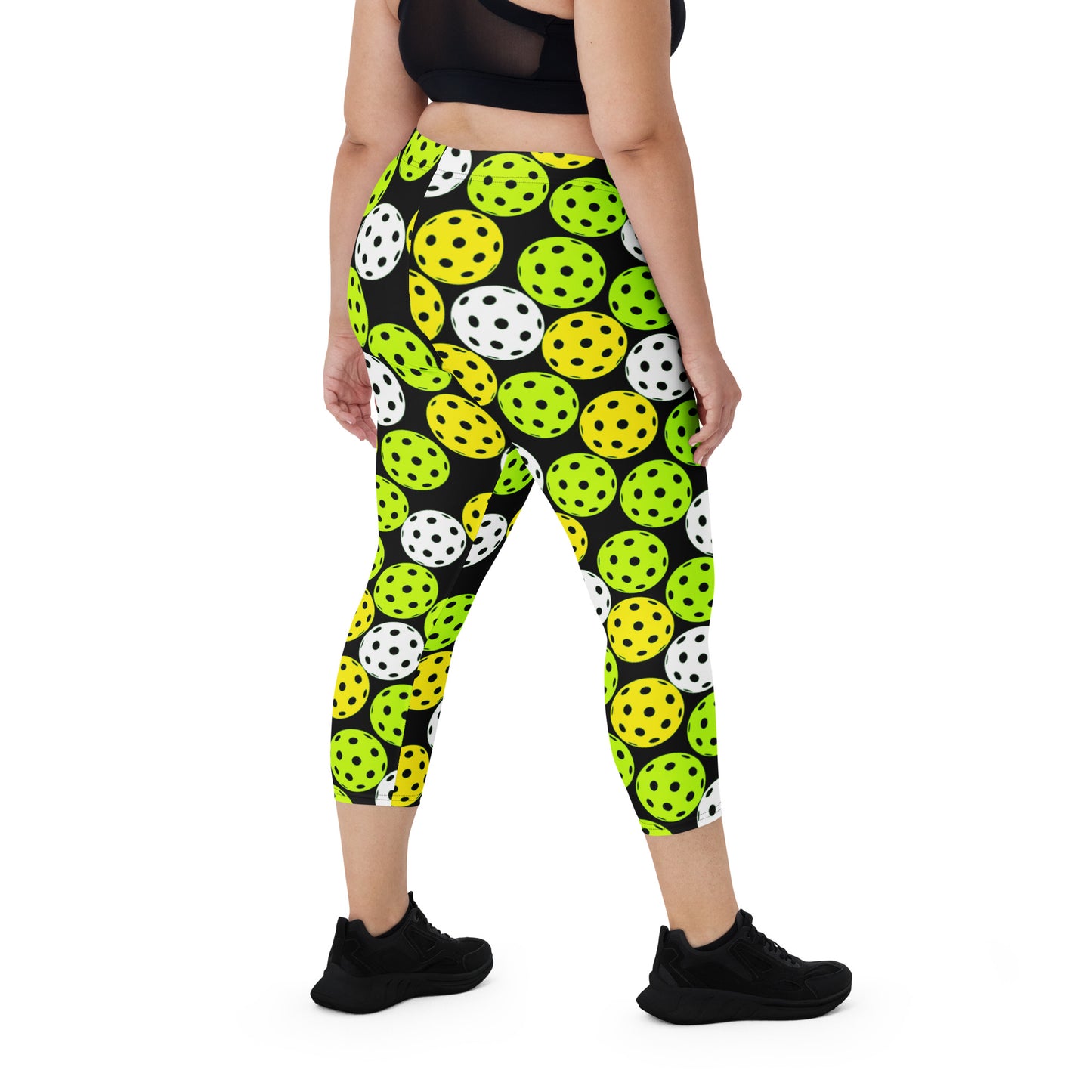 Pickleball Player Capri Leggings - Black