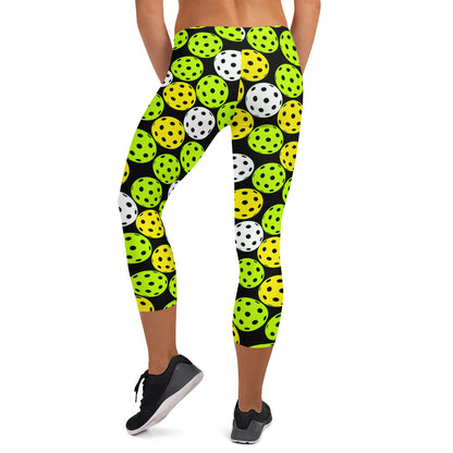 Pickleball Player Capri Leggings - Black