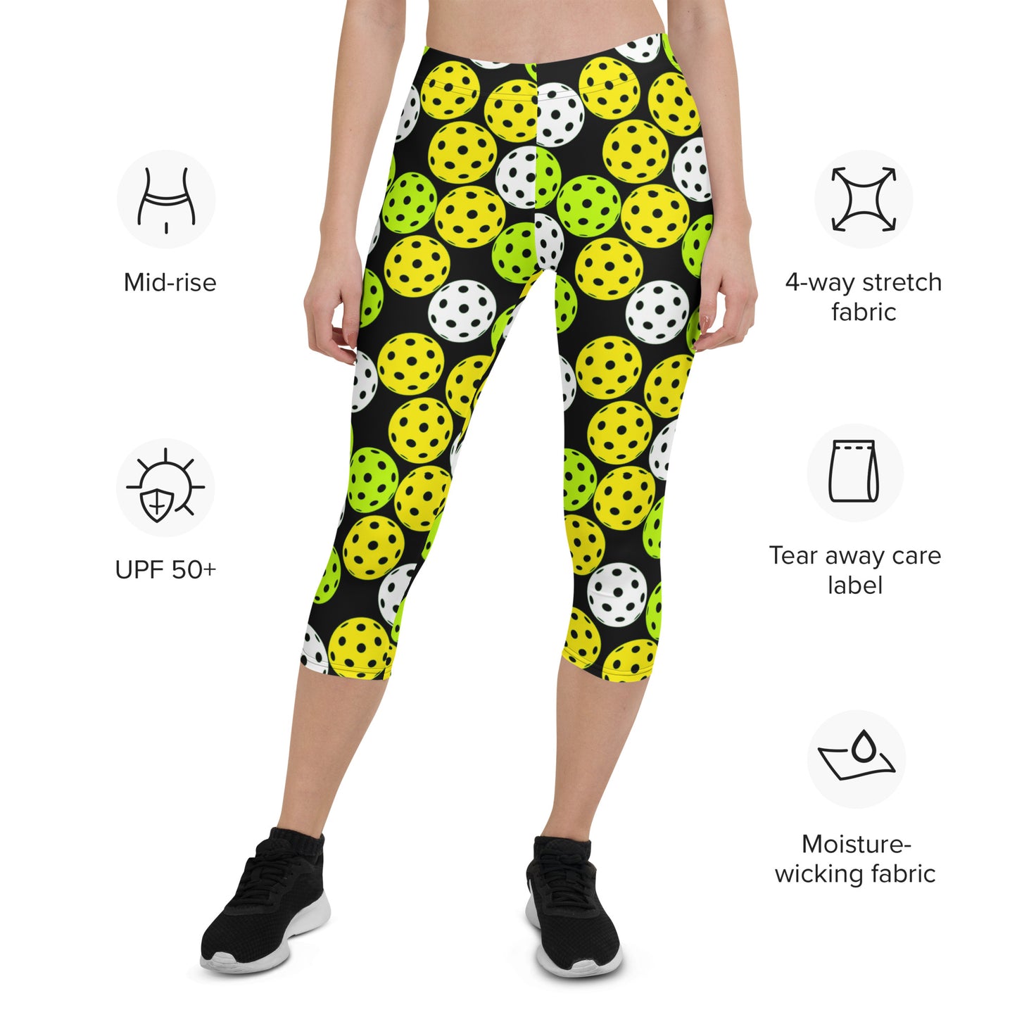 Pickleball Player Capri Leggings - Black