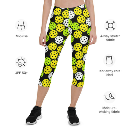 Pickleball Player Capri Leggings - Black