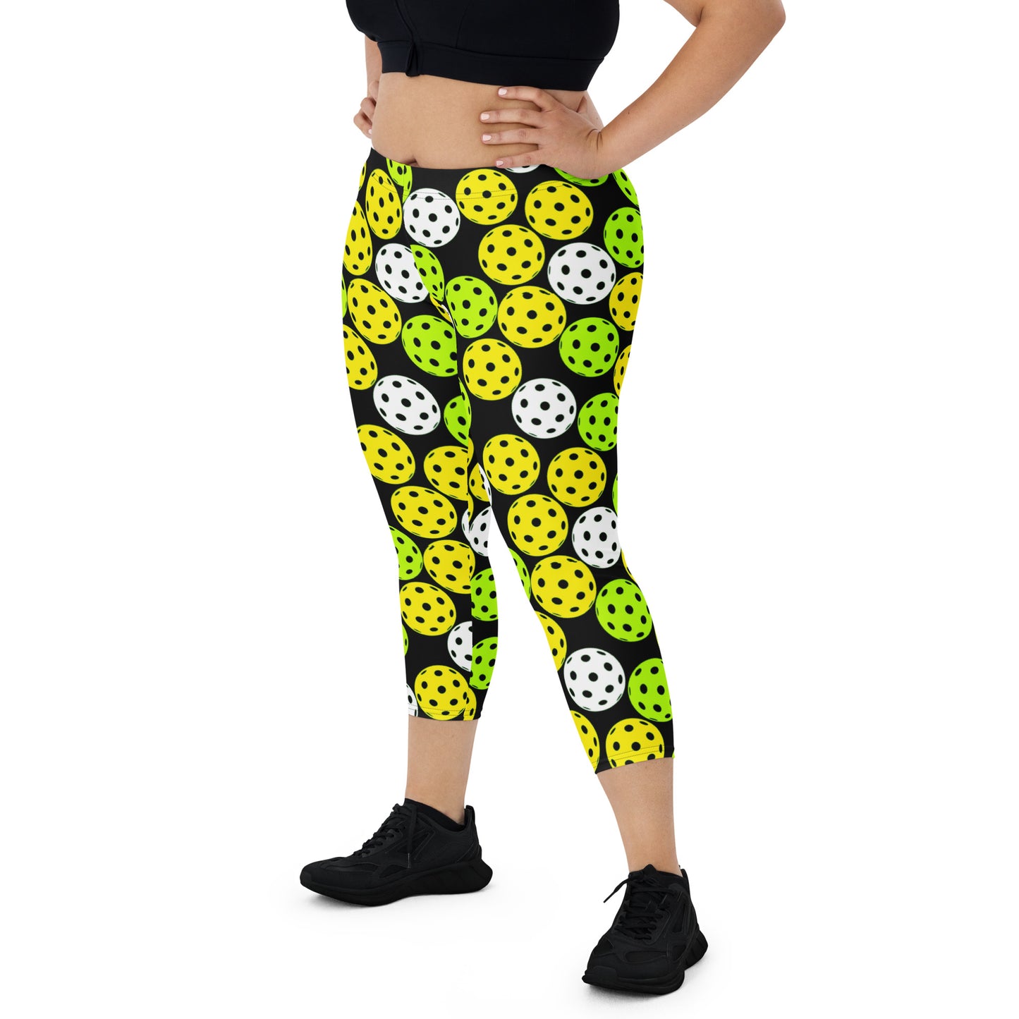 Pickleball Player Capri Leggings - Black