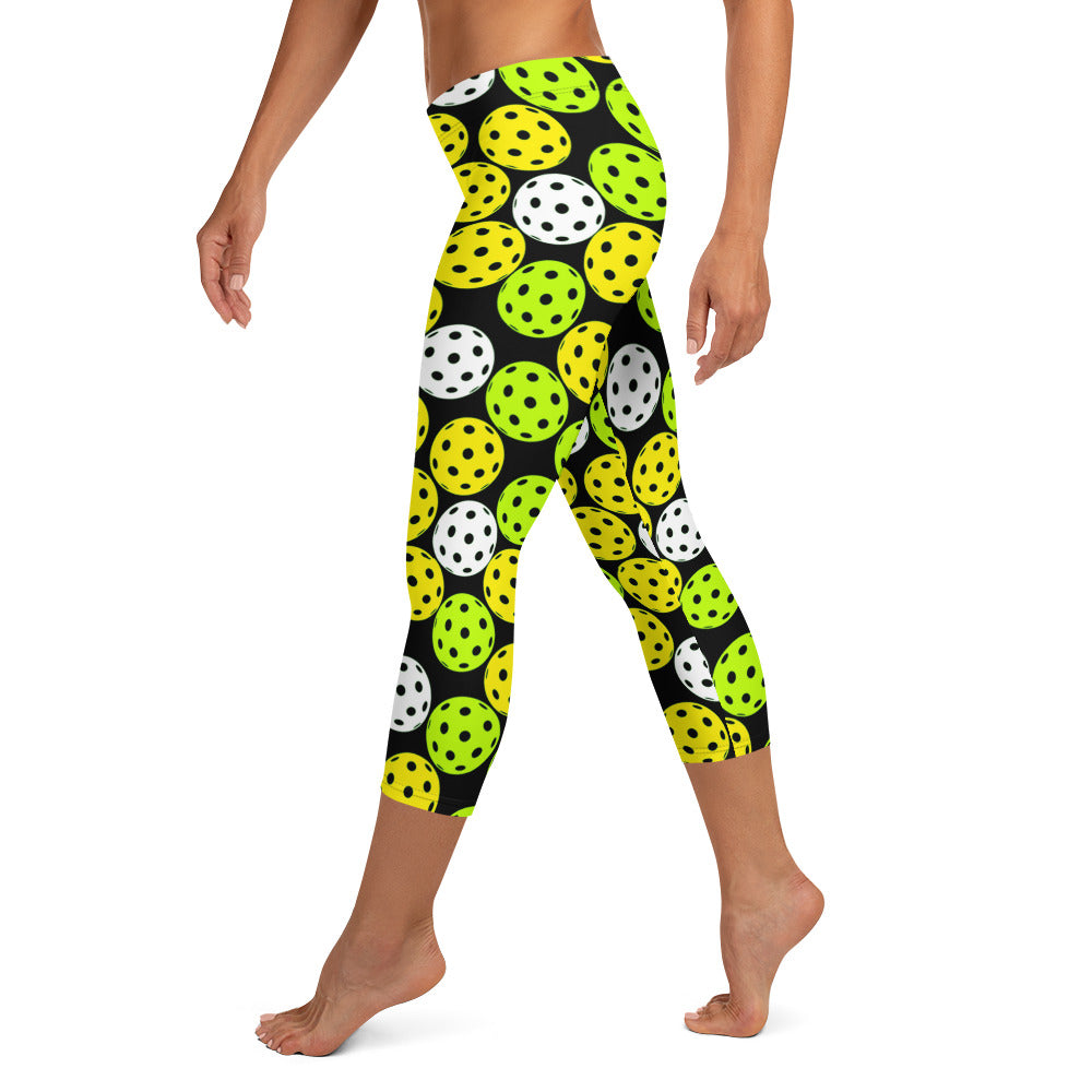 Pickleball Player Capri Leggings - Black