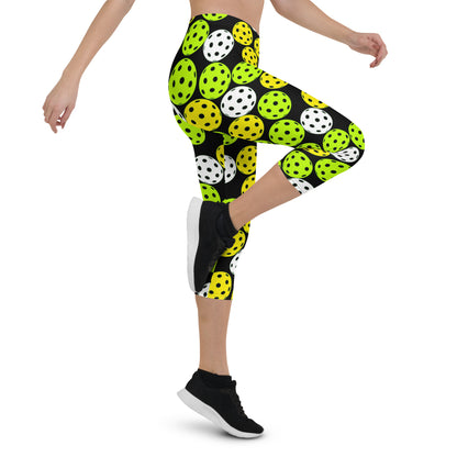 Pickleball Player Capri Leggings - Black