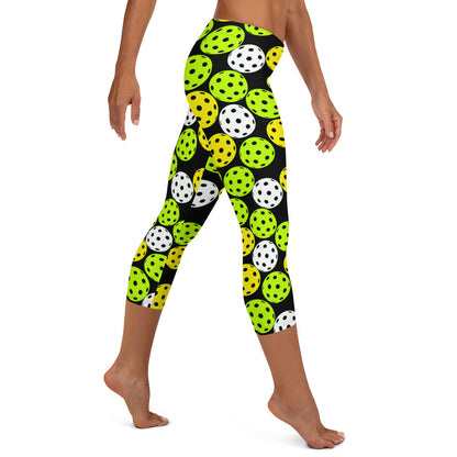 Pickleball Player Capri Leggings - Black